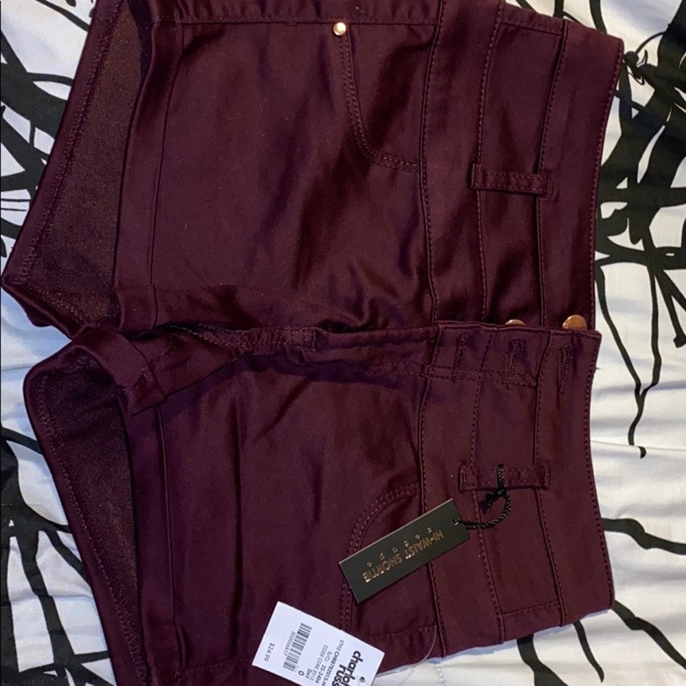 Burgundy high waist shorts